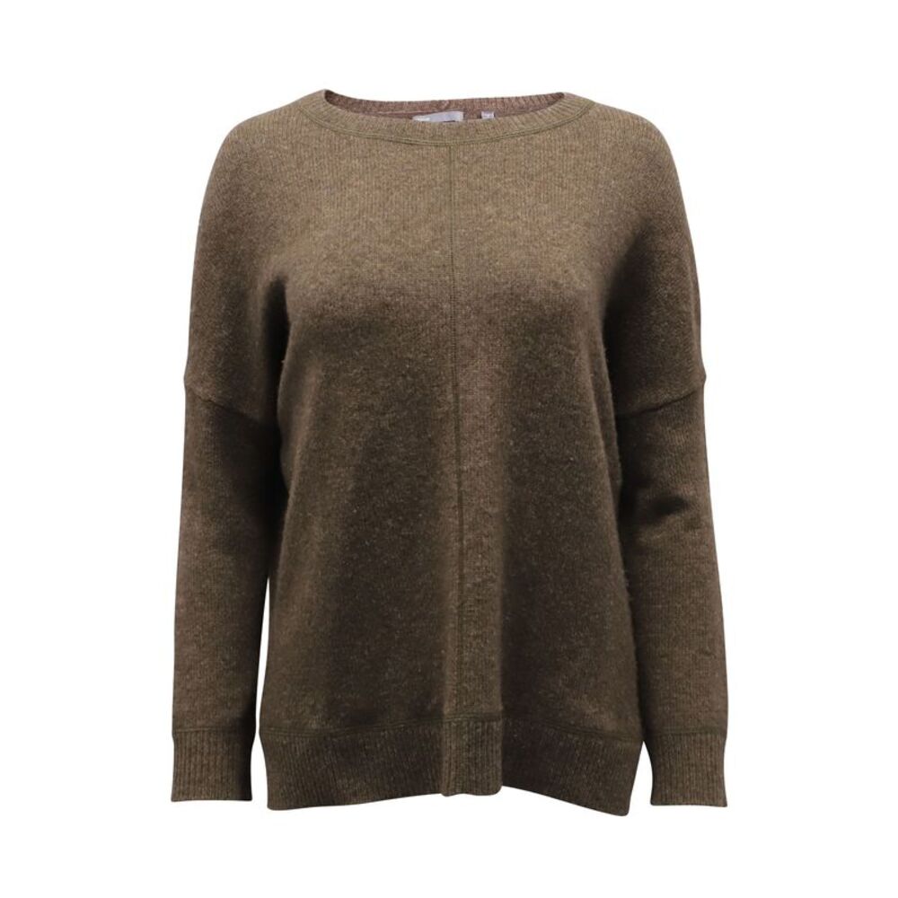 Vince Ribbed Neck Sweater in Brown Wool